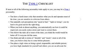 Enneagram Type 1 Checklist